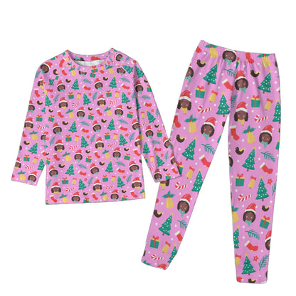 Pink Christmas Holiday Pajama Set