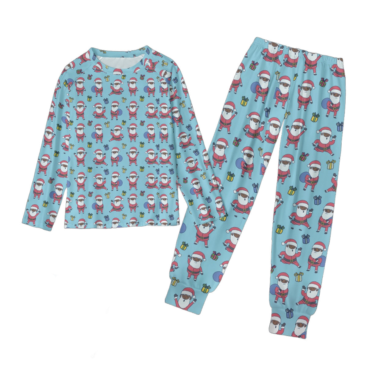 Santa Getting Jiggy (Blue)  Kids' Pajama Set