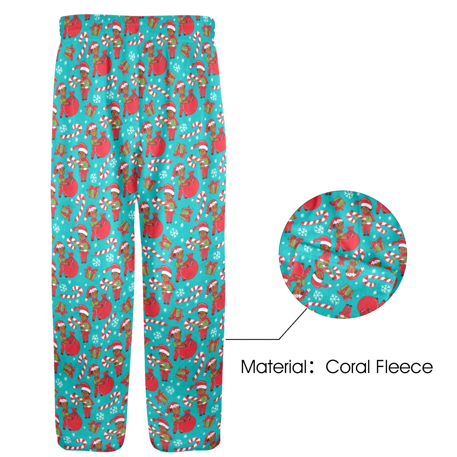 Candy Cane King  (Teal) Coral Fleece Pajama Pants (8-15Y)