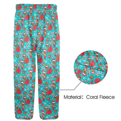 Candy Cane King  (Teal) Coral Fleece Pajama Pants (8-15Y)