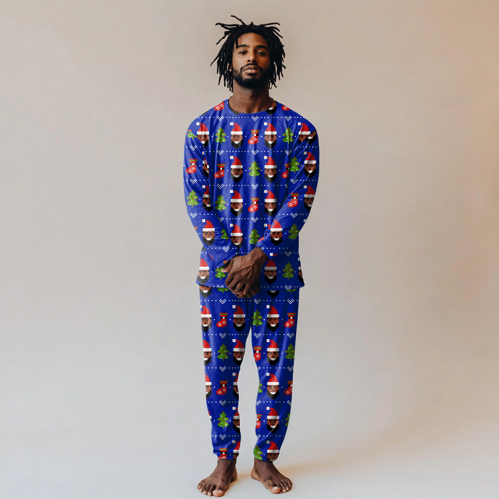 Digital Black Santa Men's Pajama Set