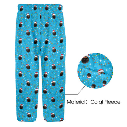 Santa's Heartstrings  (Blue) Kids' Coral Fleece Pajama Pants (2-7Y)