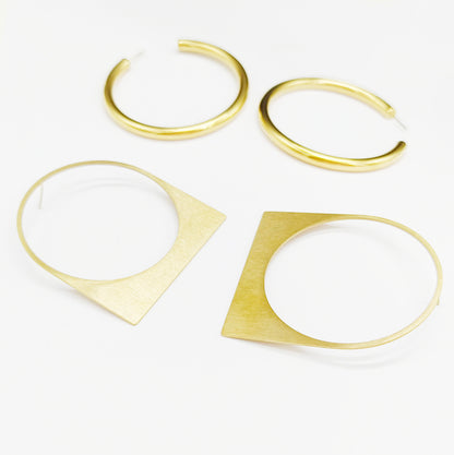 Set of Two Hoop Earrings (Gold-Plated)