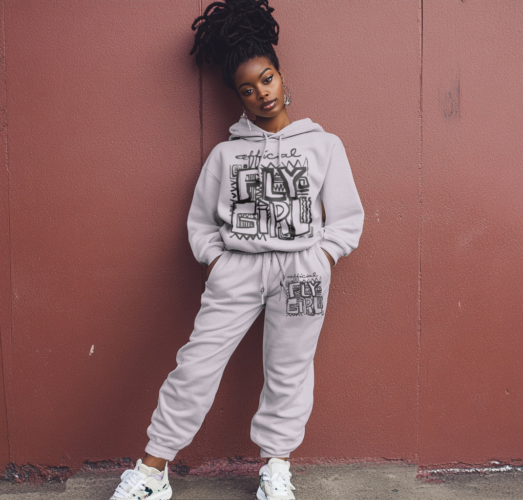 Official Fly Girl Hoodie Jogger Set - Lavender Gray