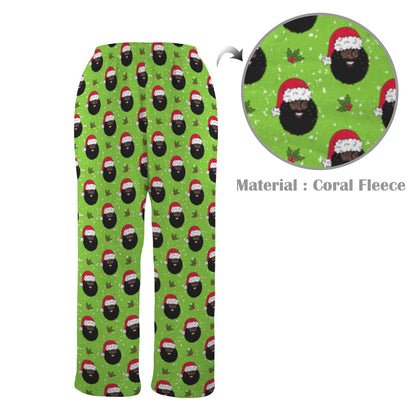 Santa's Heartstrings (Green)  Men's Coral Fleece Pajama Pants