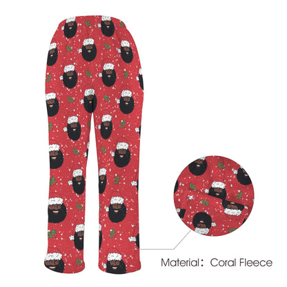 Santa Claus Is A Black Man Women's Coral Fleece Pajama Pants