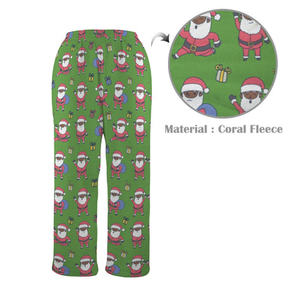 Santa Getting Jiggy Men's Coral Fleece Pajama Pants