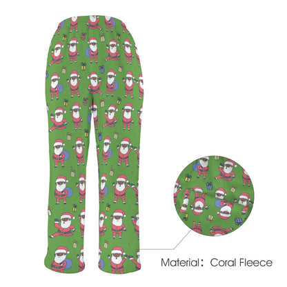 Santa Getting Jiggy  Women's Coral Fleece Pajama Pants