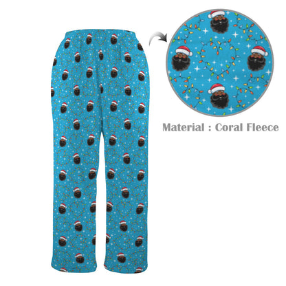 Santa's Heartstrings (Blue) Men's Coral Fleece Pajama Pants