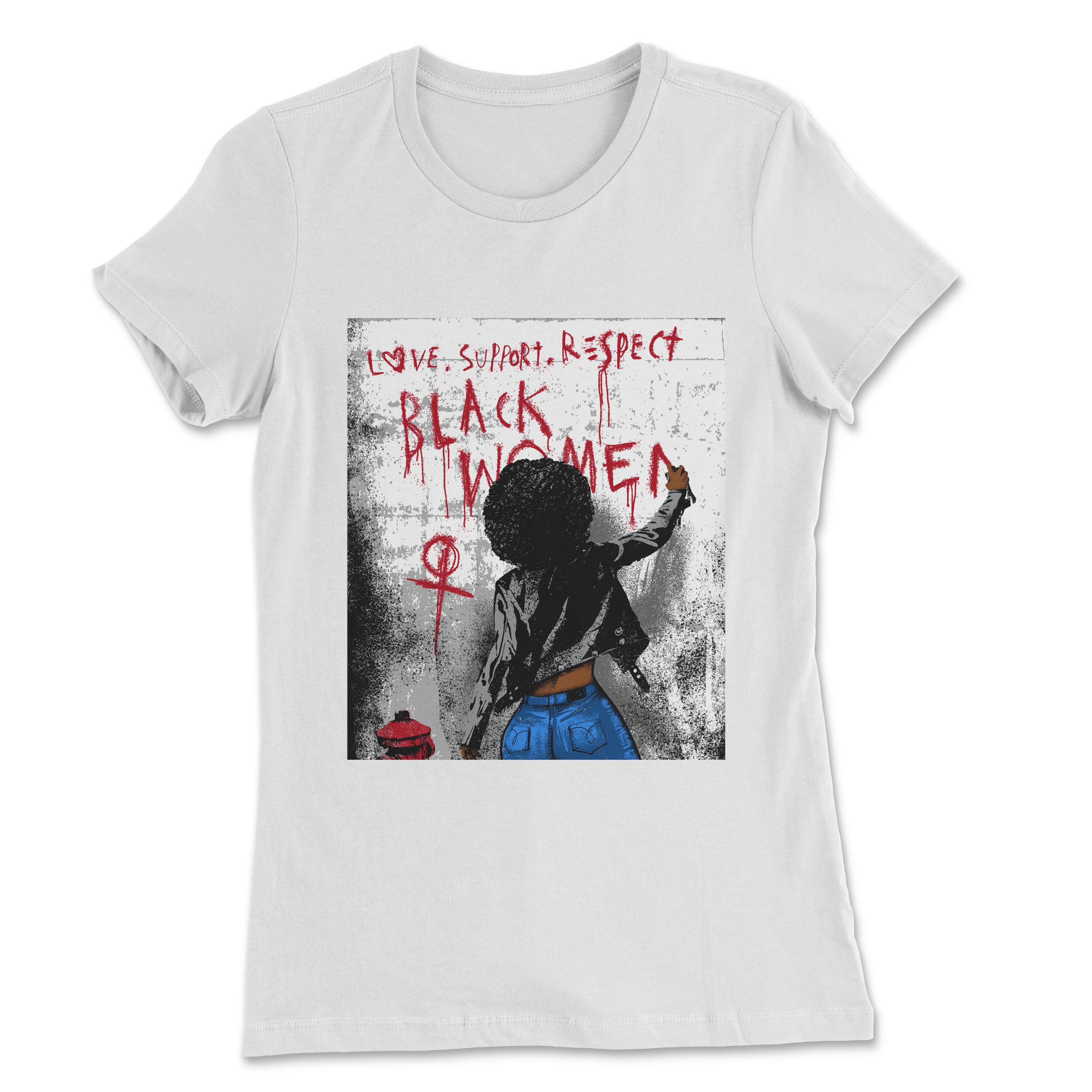 Love Support Respect  Black Women Ladies T-Shirt (white)