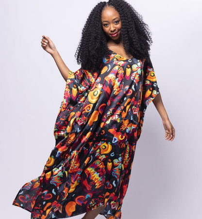 Afro Fusion Flame Kaftan Dress