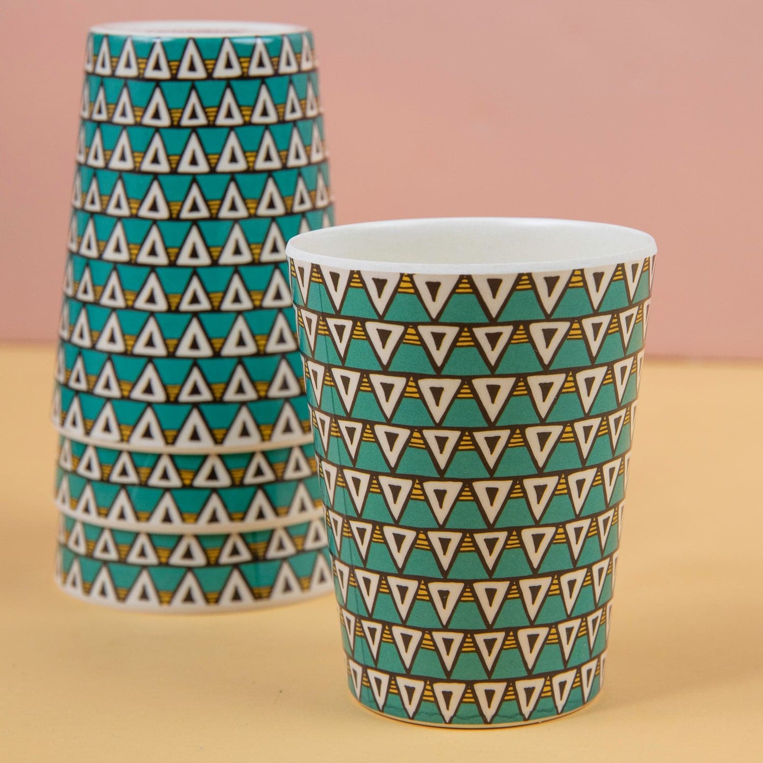 Tribal Symmetry Bamboo Cup Set of 4 - Izzy & Liv