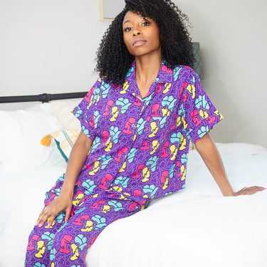 NWT Breezies Lounge Stretch Satin Effect Short Sleeve Sleep Set Pajama
