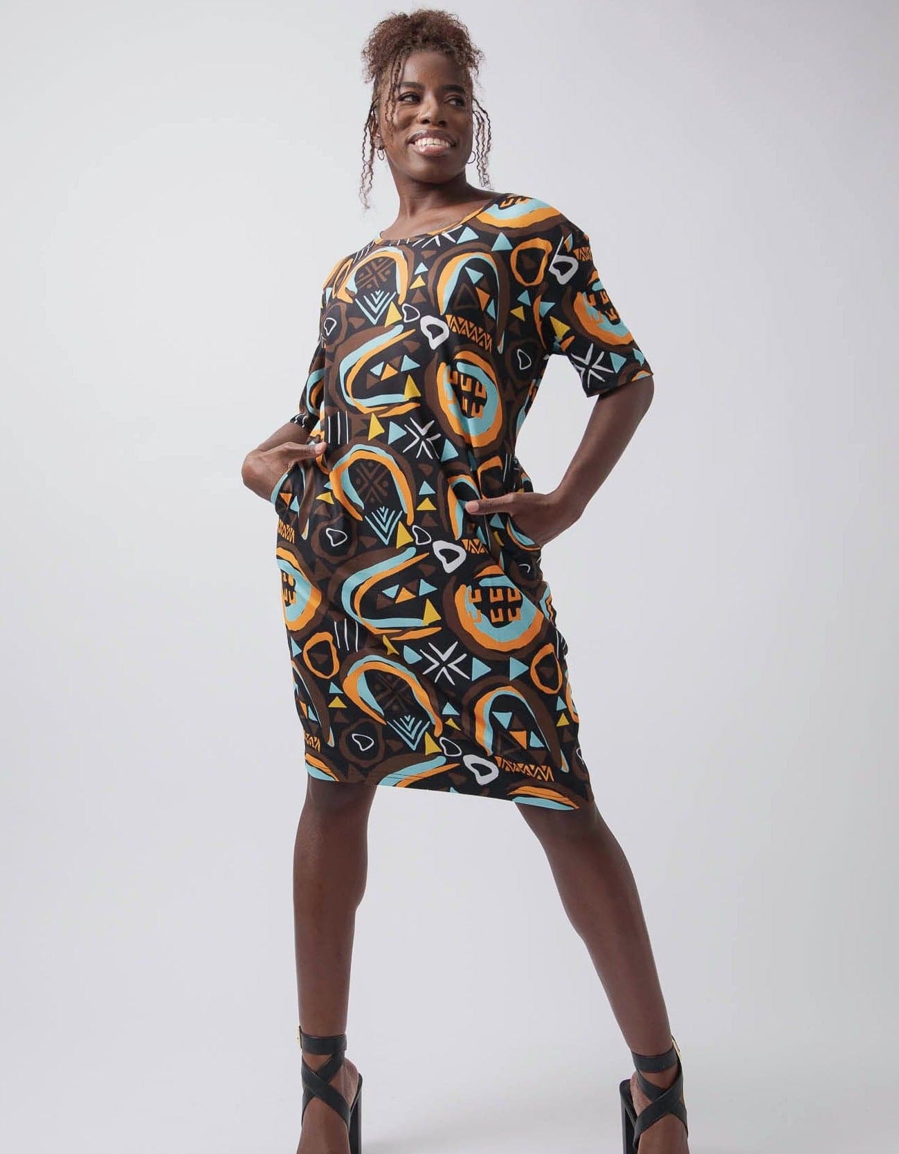 Eclectic Vibes Drop Shoulder Pocket Dress - Izzy & Liv