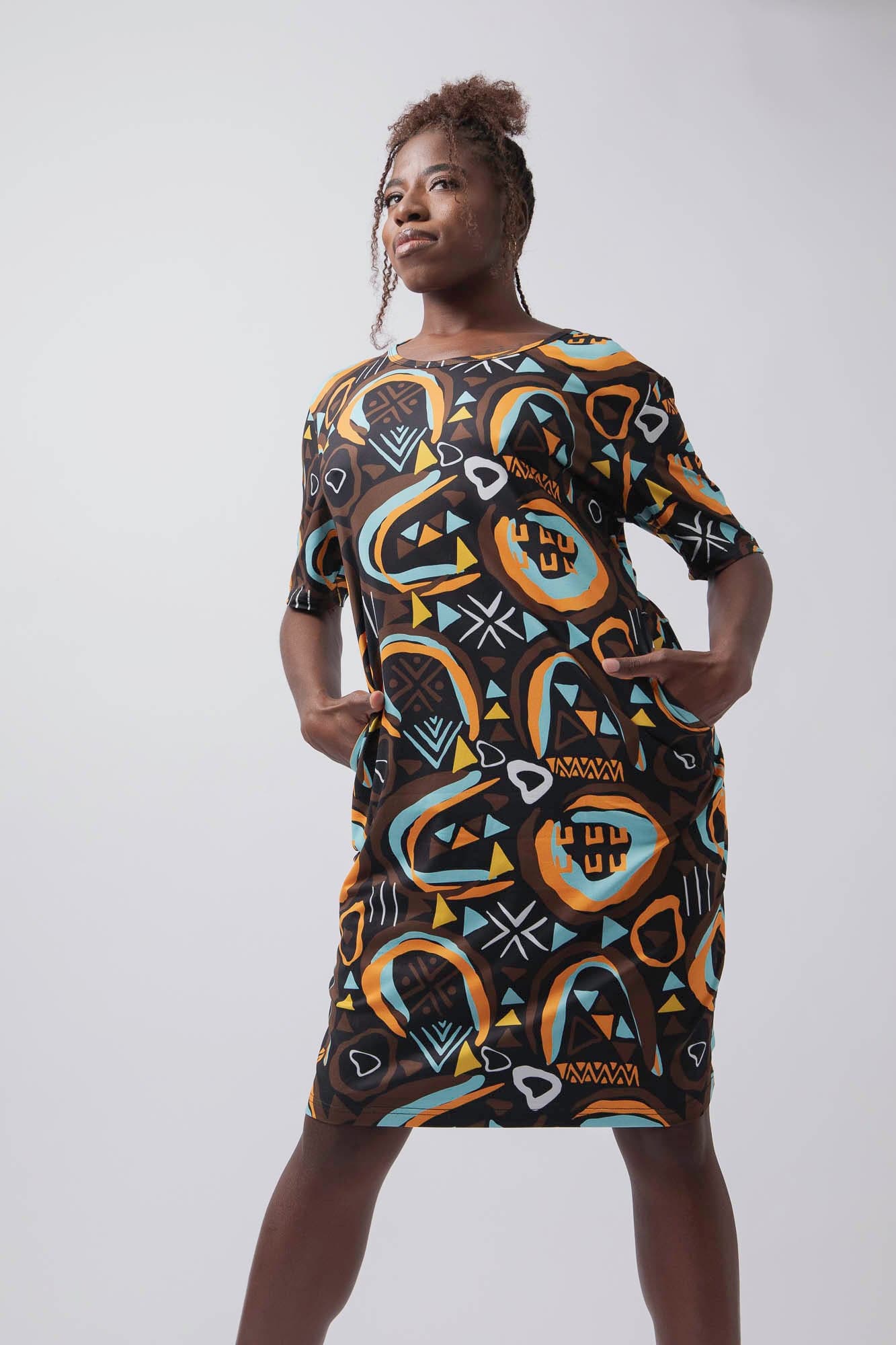 Eclectic Vibes Drop Shoulder Pocket Dress - Izzy & Liv