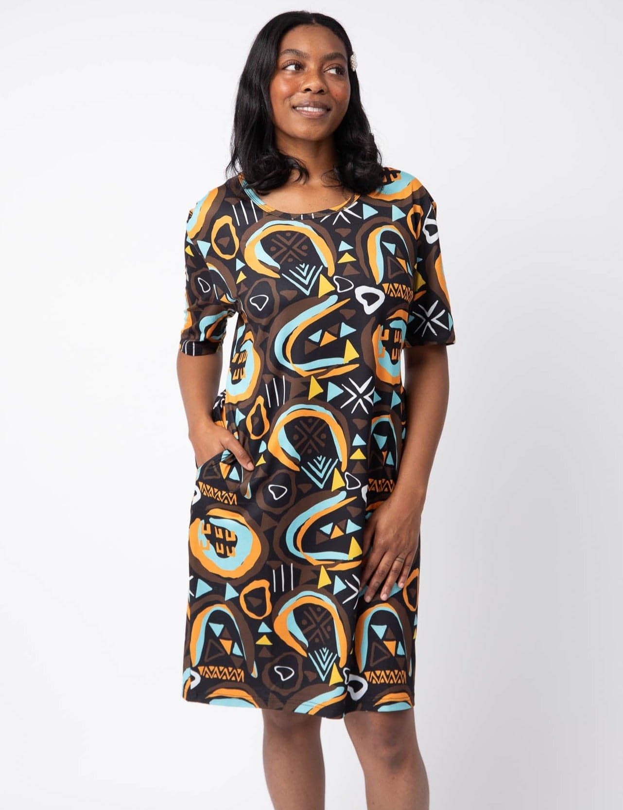 Eclectic Vibes Drop Shoulder Pocket Dress - Izzy & Liv