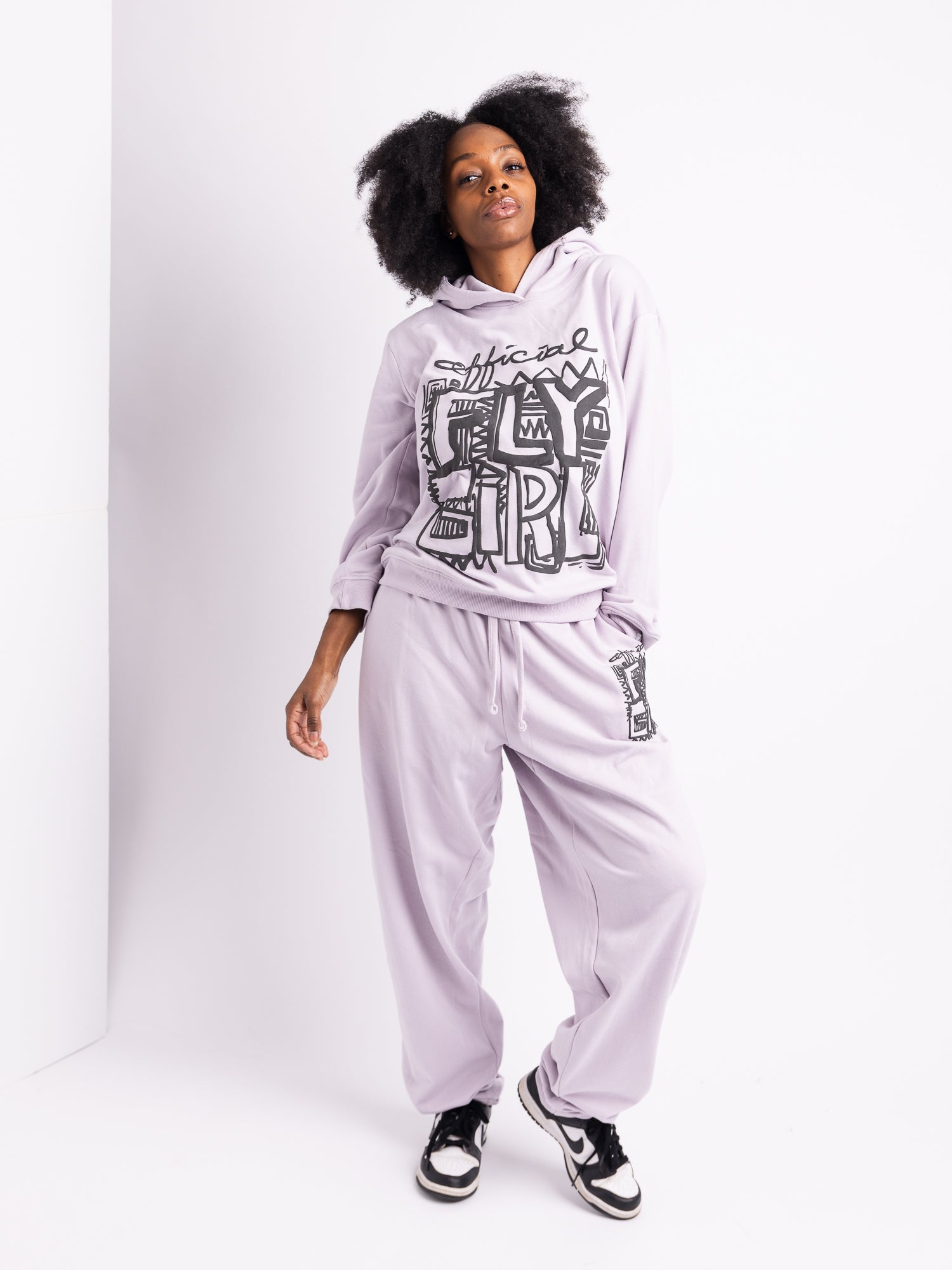 Official Fly Girl Hoodie Jogger Set - Lavender Gray