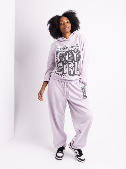 Official Fly Girl Hoodie Jogger Set - Lavender Gray