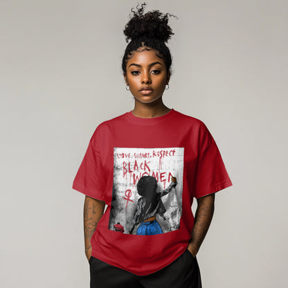 Love Support Respect  Black Women  Unisex T-Shirt (red)