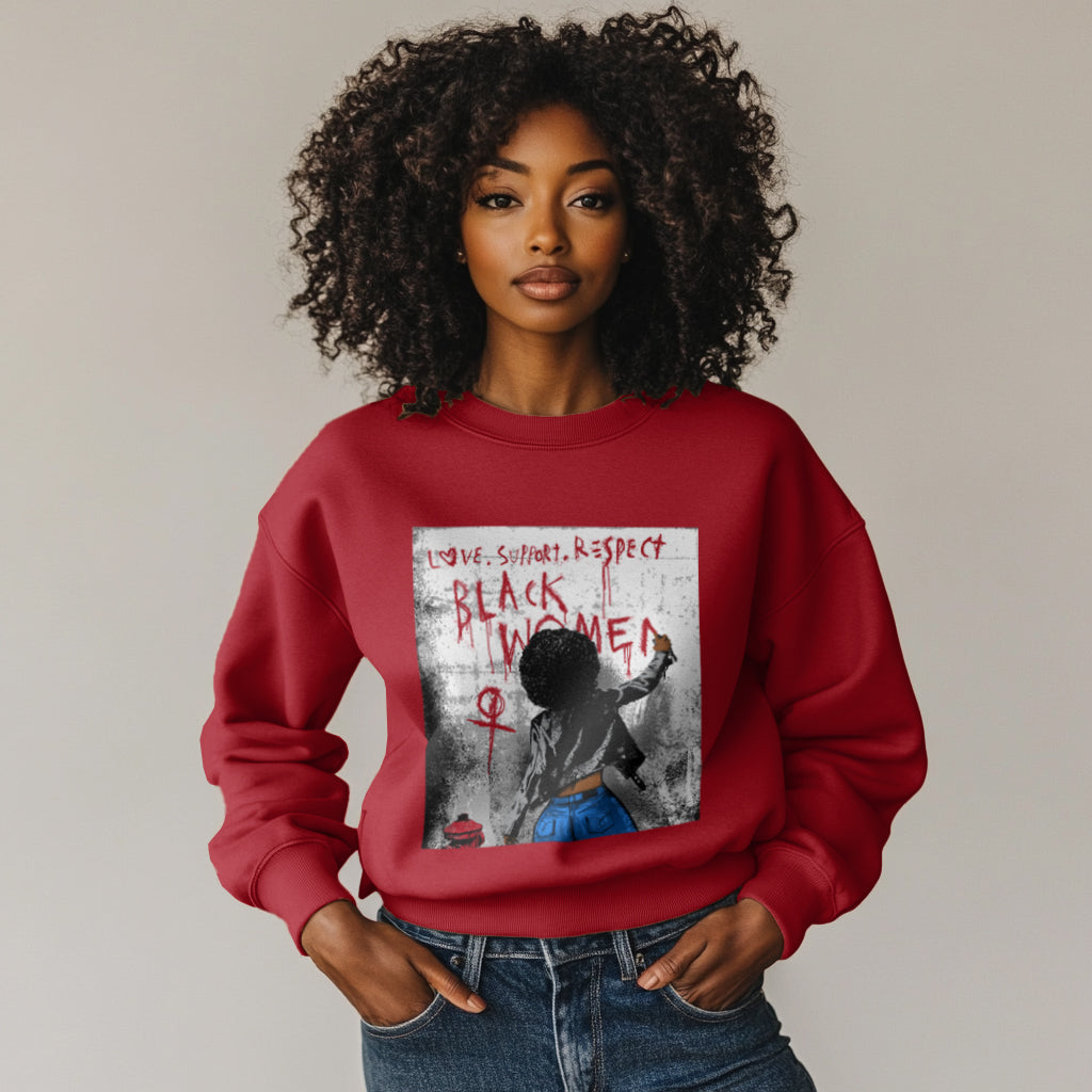 Love Support Respect  Black Women Sweatshirt