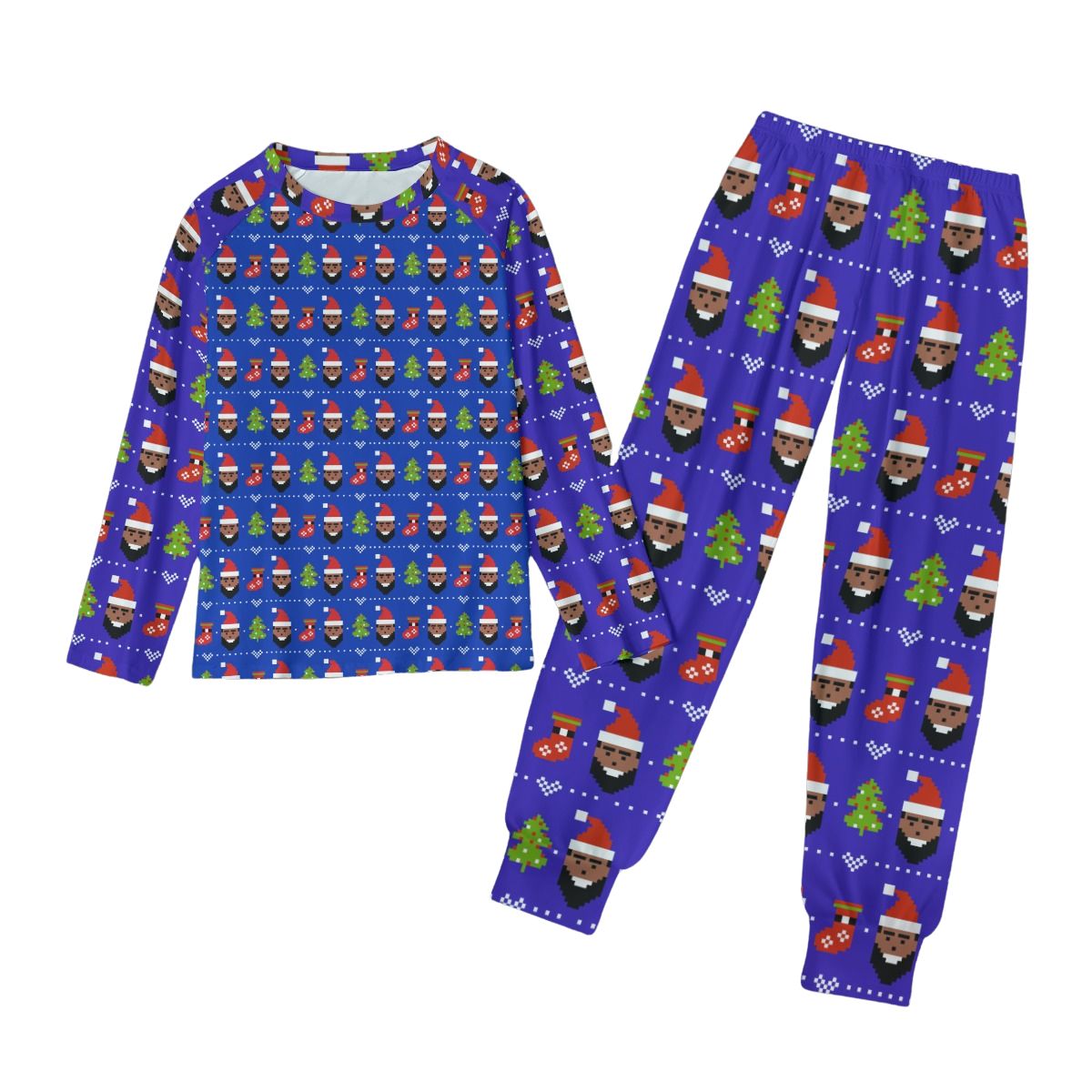 Digital Black Santa Women's Pajama Set