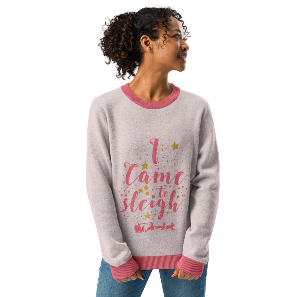 I Came To Sleigh (Pink) Knitted Sweater