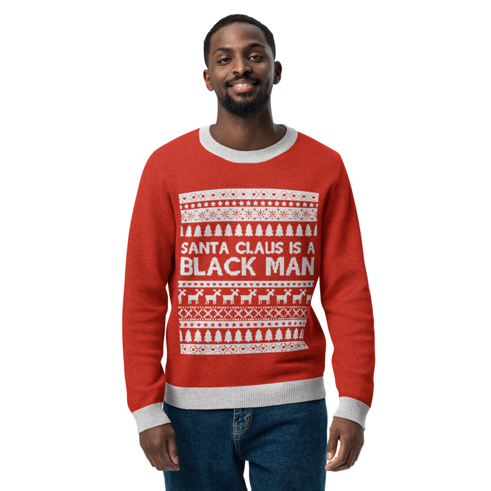 Santa Claus Is  A Black Man (Red) Knitted Sweater