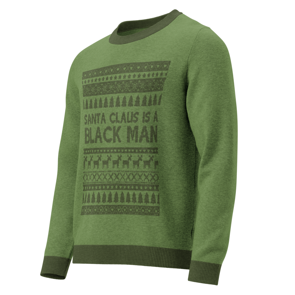 Santa Claus Is A Black Man (Green) Knitted Sweater