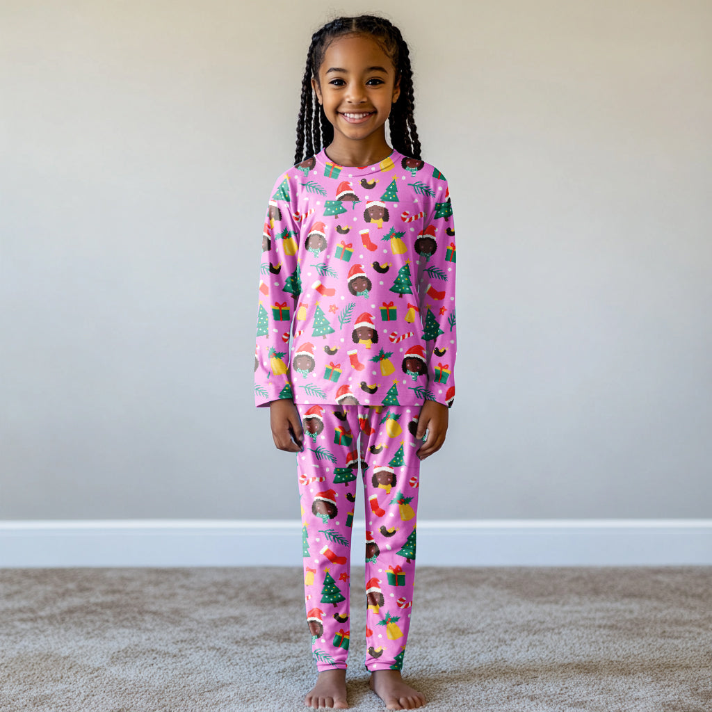 Pink Christmas Holiday Pajama Set