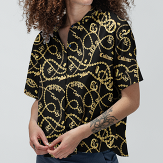 I&L Chain Link Signature Flowy Blouse