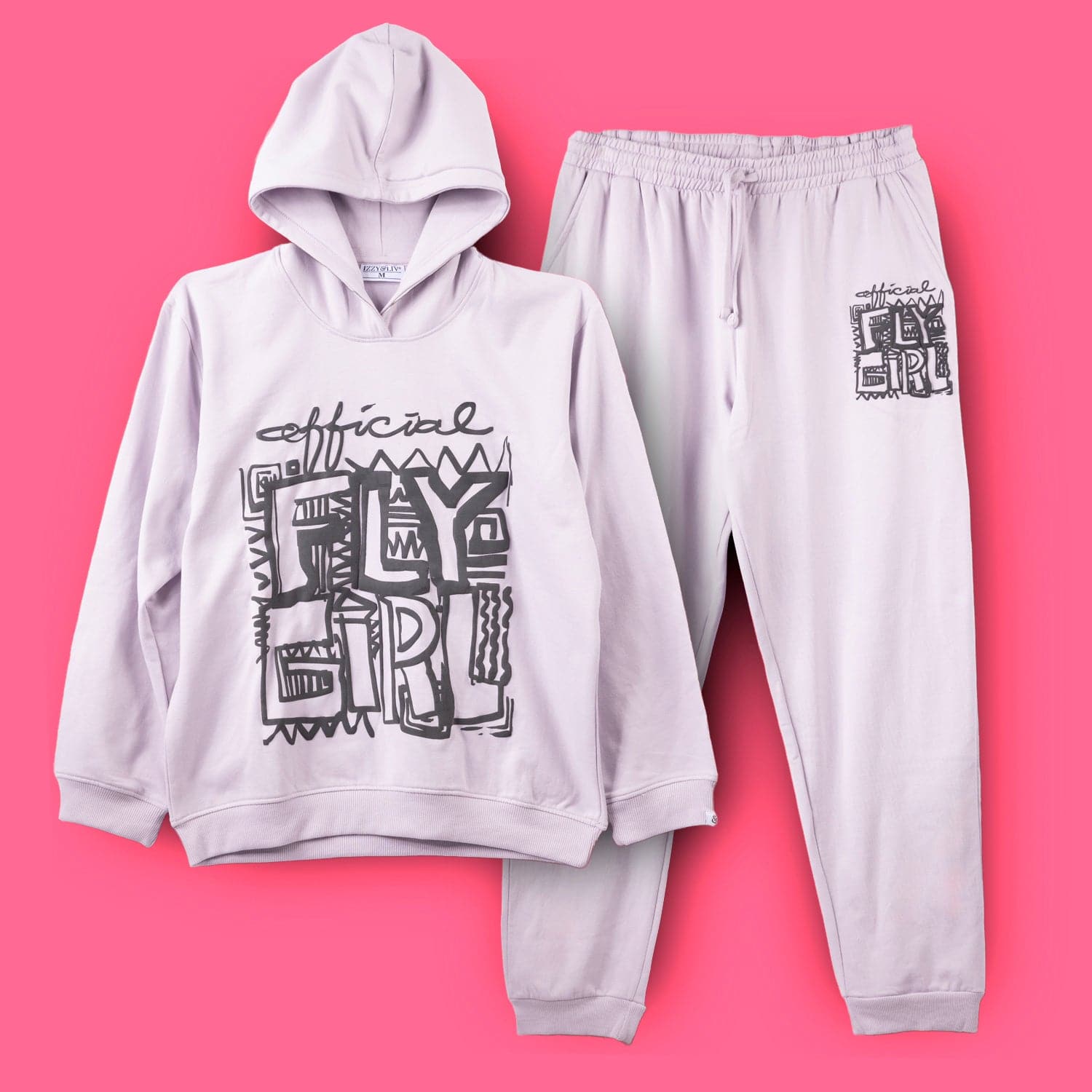 Official Fly Girl Hoodie Jogger Set - Lavender Gray