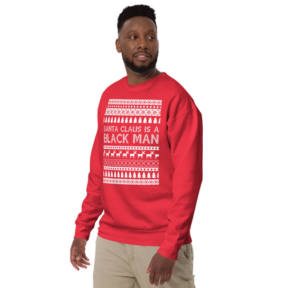 Santa Is A Black Man Christmas Sweatshirt (Red or Black)