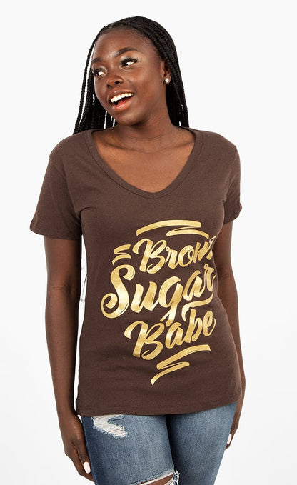 Brown Sugar Babe V-Neck T-Shirt - Izzy & Liv