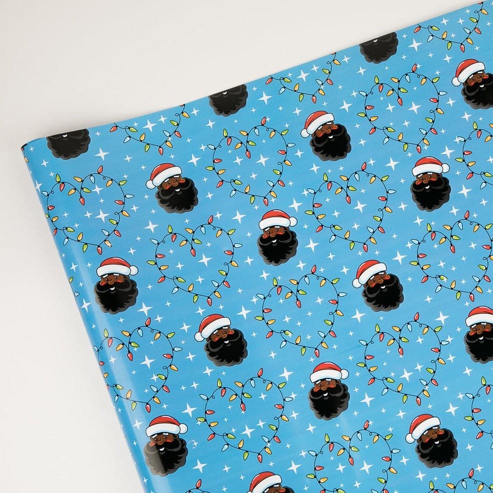 Black Santa Love Gift Wrapping Paper Roll - Izzy & Liv