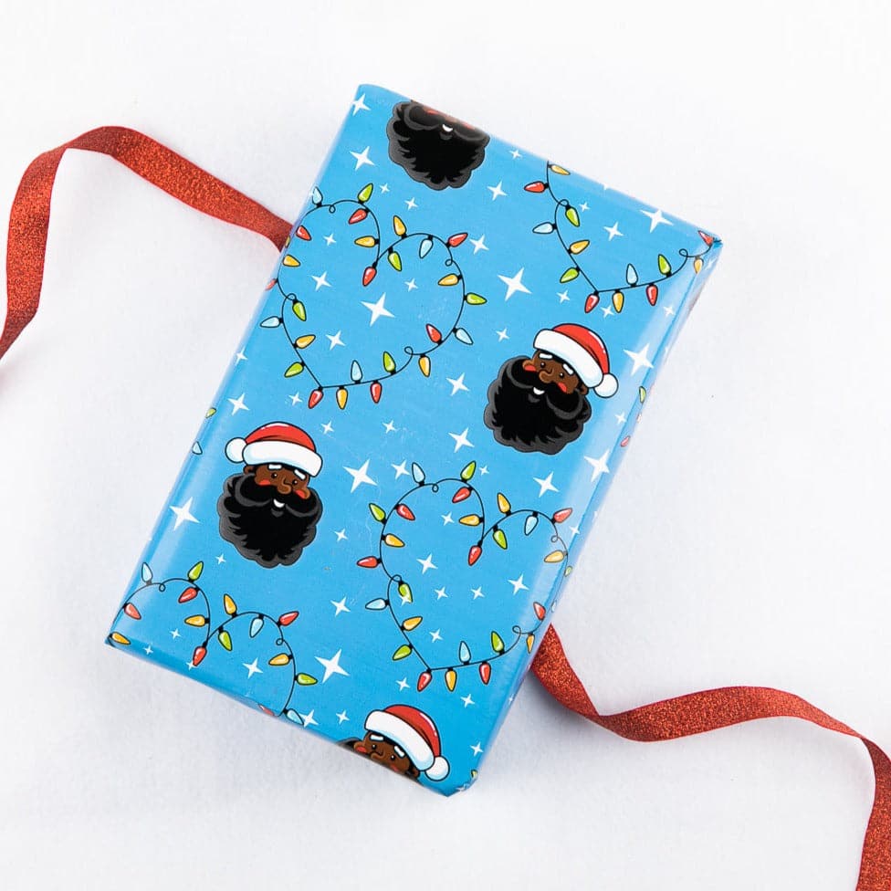 Black Santa Love Gift Wrapping Paper Roll - Izzy & Liv