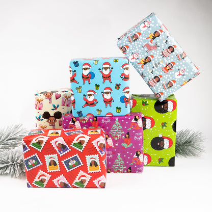 Tale of 2 Black Santas Gift Wrapping Paper Roll (2-Pack Set) - Izzy & Liv