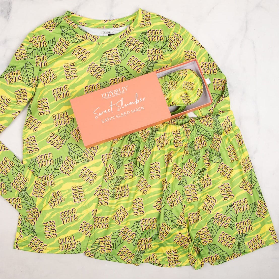 Girl Boss 3-Piece Pajama + Sleep Mask Set - Izzy & Liv