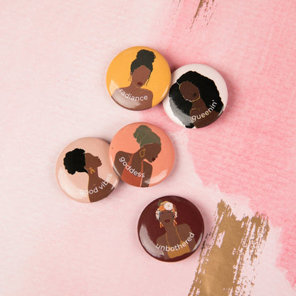 Melanated Queens 5-Piece Button Set - Izzy & Liv