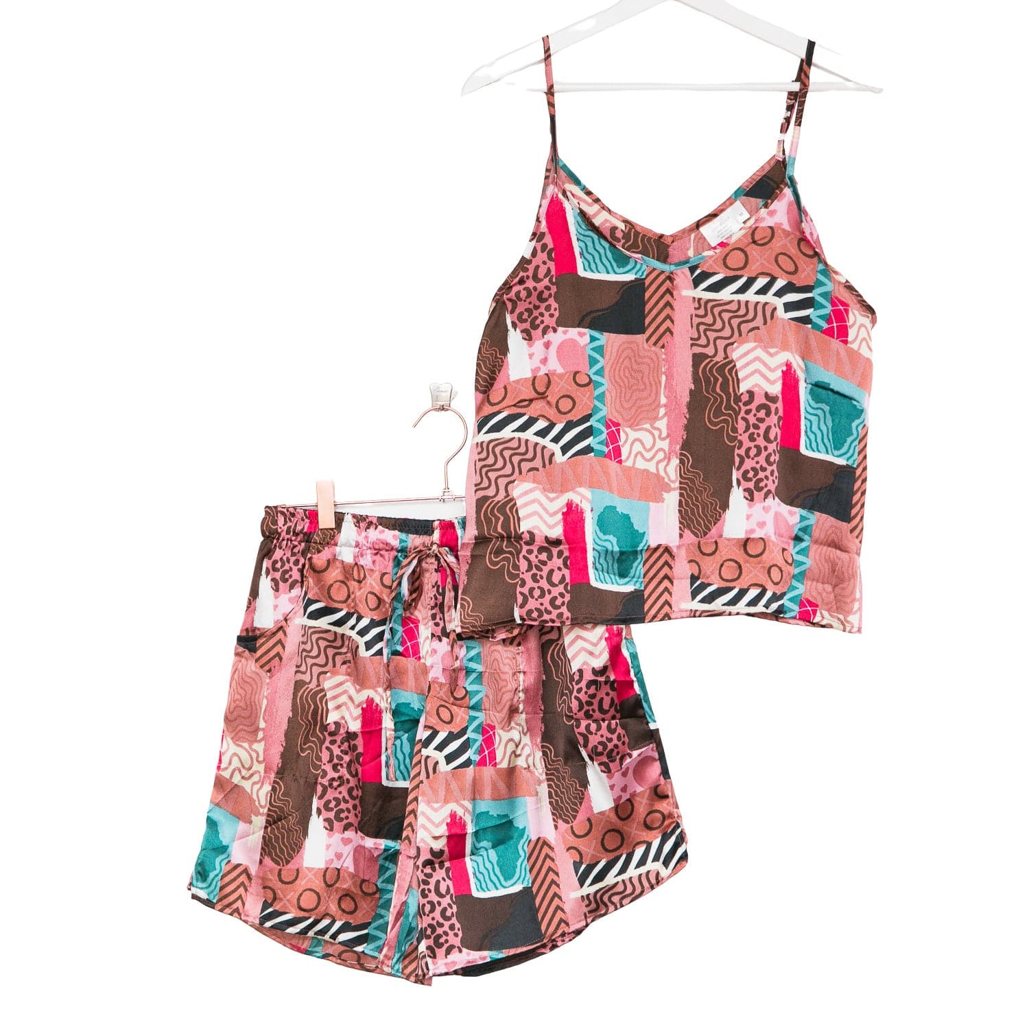 Patchwork Queen Satin Cami + Shorts 2-Piece Set - Izzy & Liv