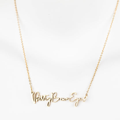 Pretty Brown Eyes Script Necklace (18k gold plated)