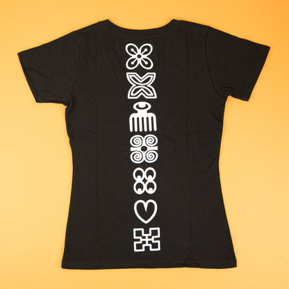 Adinkra Affirmations V-Neck Pocket Tee - Izzy & Liv