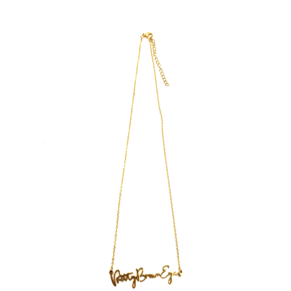 Pretty Brown Eyes Script Necklace (18k gold plated)