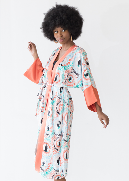 Tribal Beauty Luxe Belted Satin Robe - Izzy & Liv