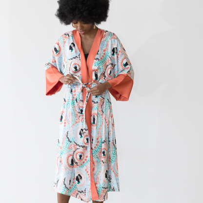 Tribal Beauty Luxe Belted Satin Robe - Izzy & Liv