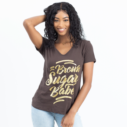 Brown Sugar Babe V-Neck T-Shirt - Izzy & Liv