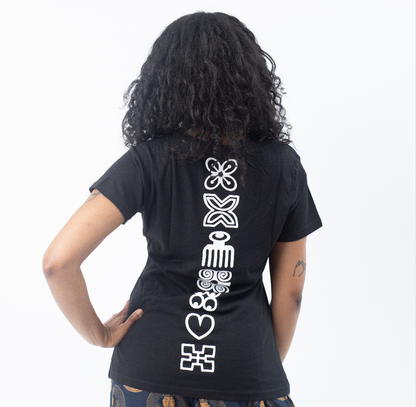 Adinkra Affirmations V-Neck Pocket Tee - Izzy & Liv