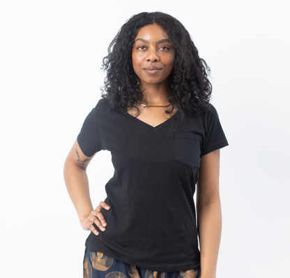 Adinkra Affirmations V-Neck Pocket Tee - Izzy & Liv