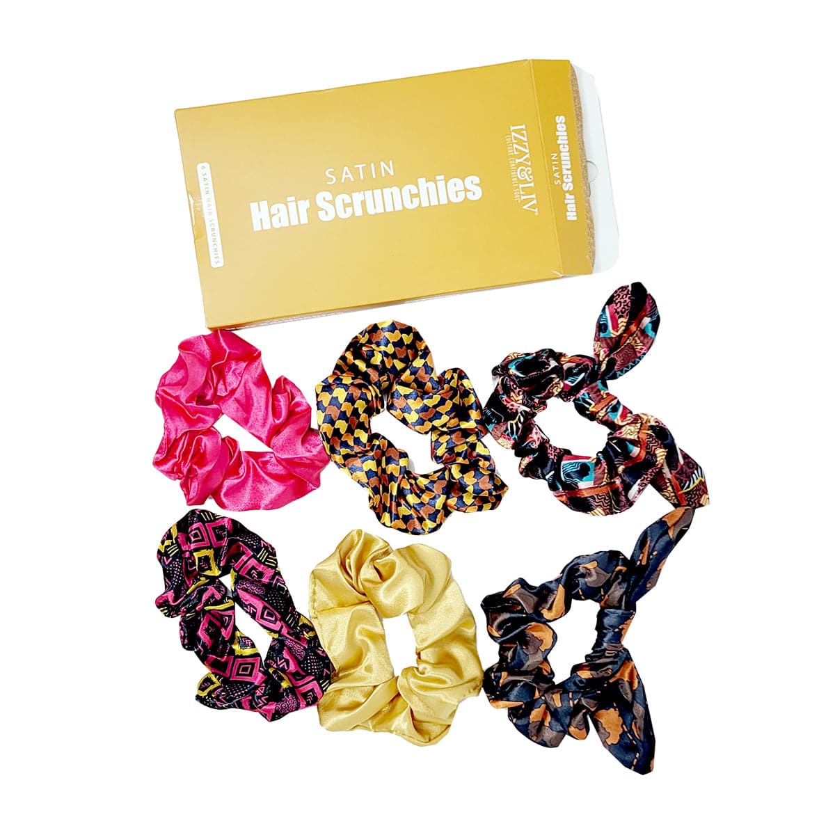 Throw It Back Satin Hair Scrunchies Set (Brown)