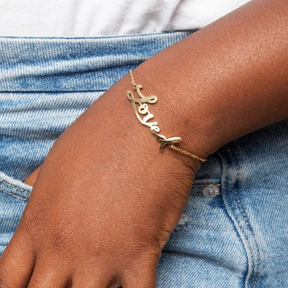 Loved Script Bracelet (18k gold or silver plated) - Izzy & Liv