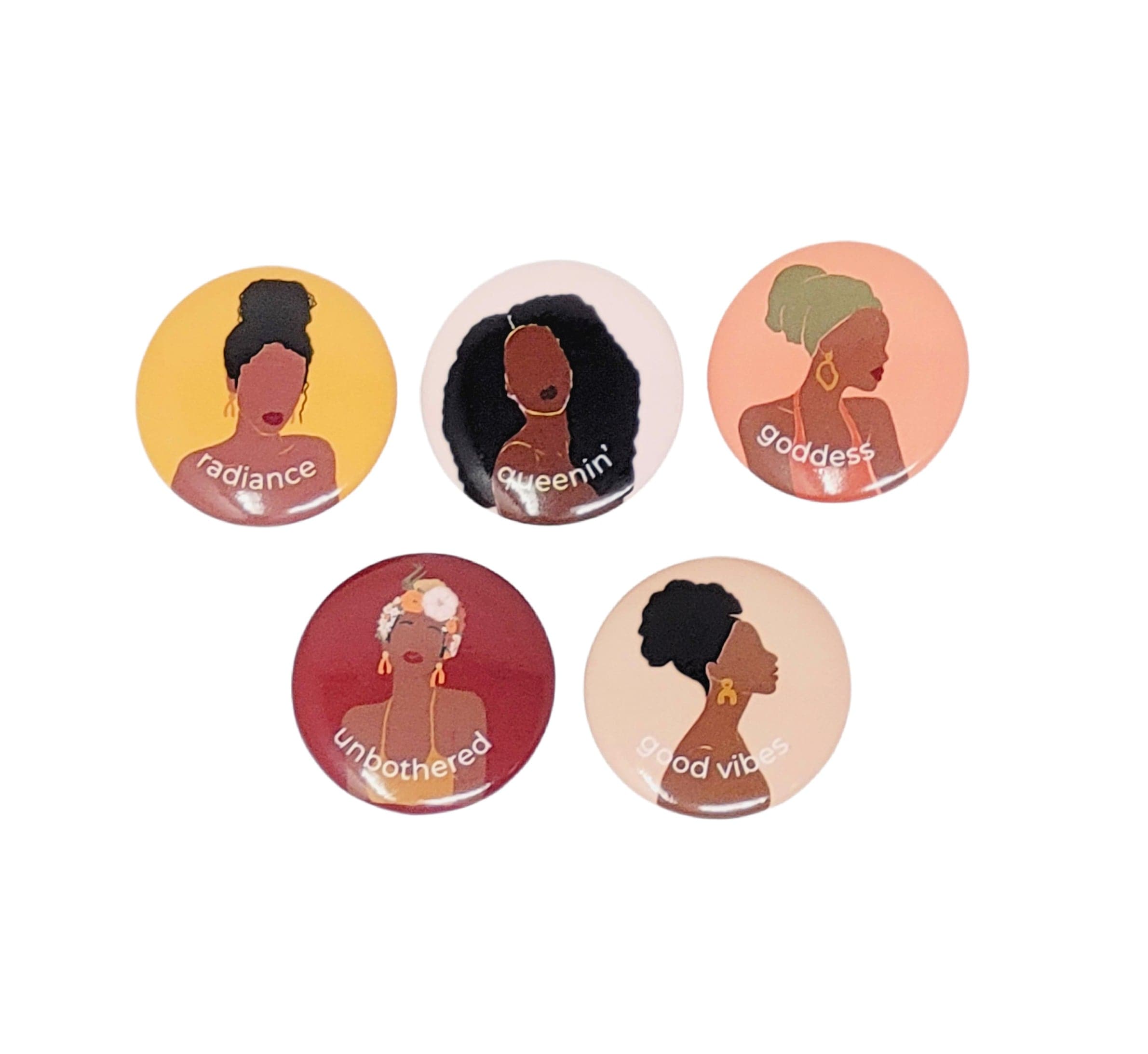 Melanated Queens 5-Piece Button Set - Izzy & Liv